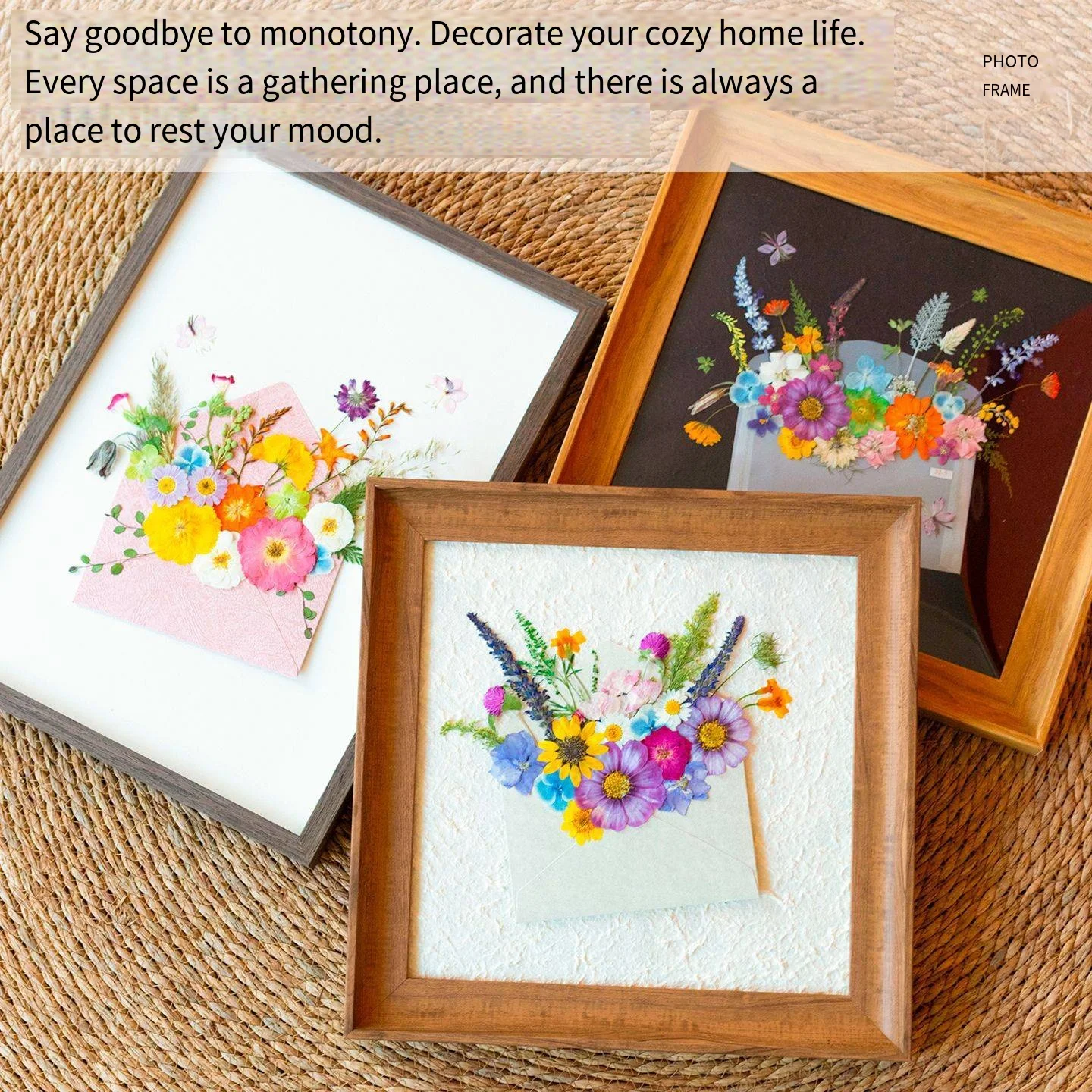 

Spring Dried Flower Pressed Flower Envelope Greeting Card Plant Material Kit Acrylic Photo Frame Holiday Party Gift Spring Letter DIY Material Kit Bedroom Decoration