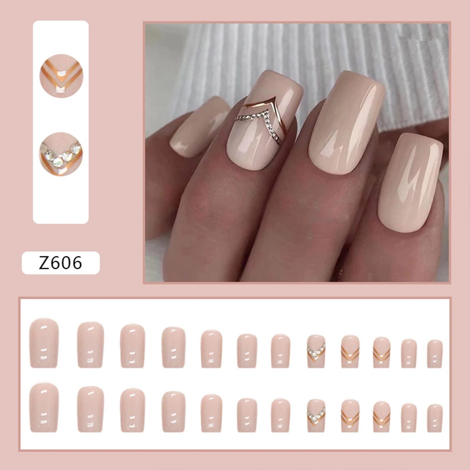 Solid Color Short Square Fake Nails Autumn Atmosphere Fake Nails for Women and Girl Nail Salon