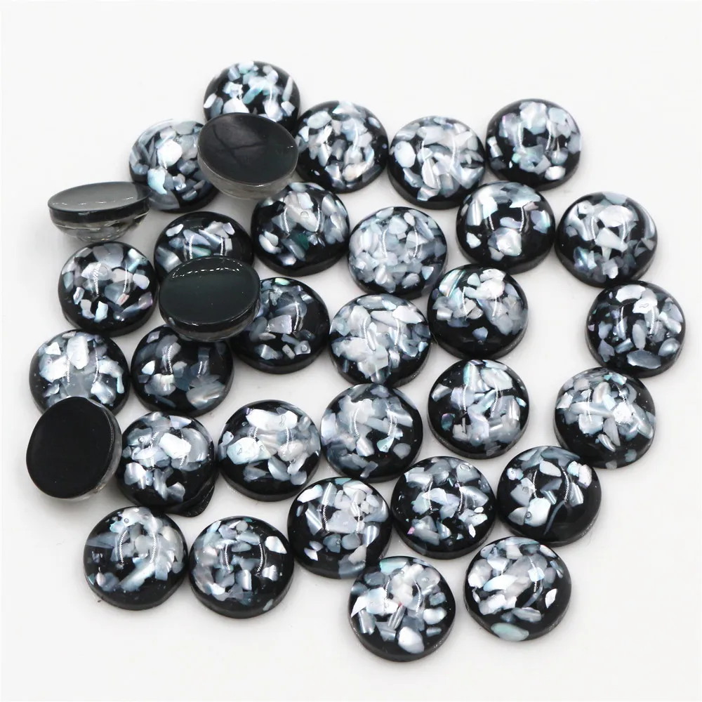 Nowy styl 40 sztuk 8/10/12mm 4 kolory wbudowany w prawdziwym muszle Style mieszkanie powrót kaboszony z żywicy Fit 8/10/12mm Cameo baza Cabochons — zdjęcie 5