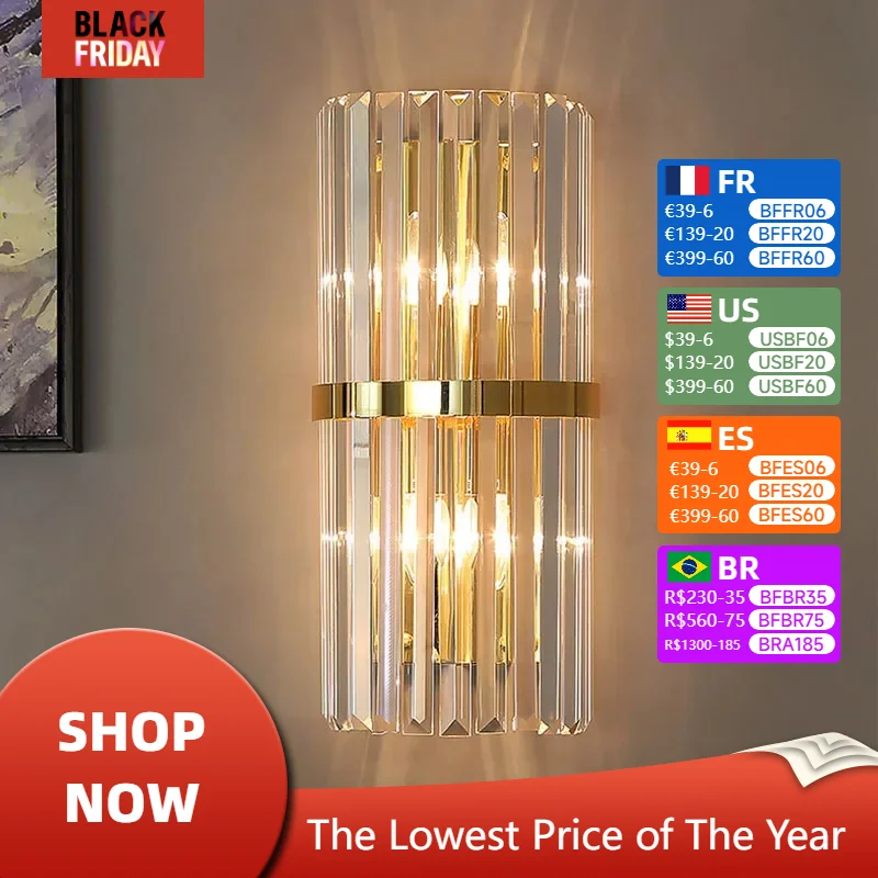 Modern Crystal Wall Lamps for Room Dining Table Corridor Illumination Bedroom Bedside Sconce Led Lights Fixtures Home-appliance