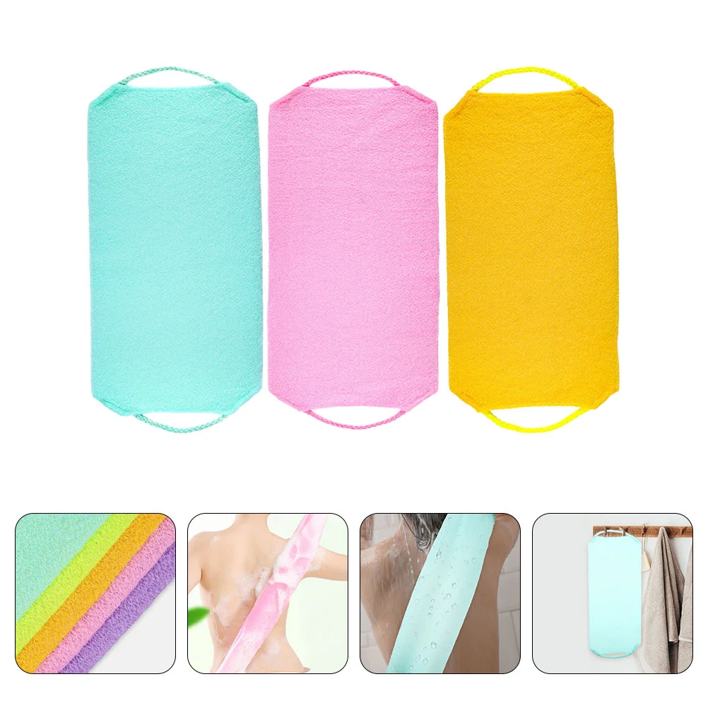 3 Pcs Bath Towel Pull Back Strip Body Scrubber Washer for Shower Exfoliating 20% Bamboo Fiber Scrubbers