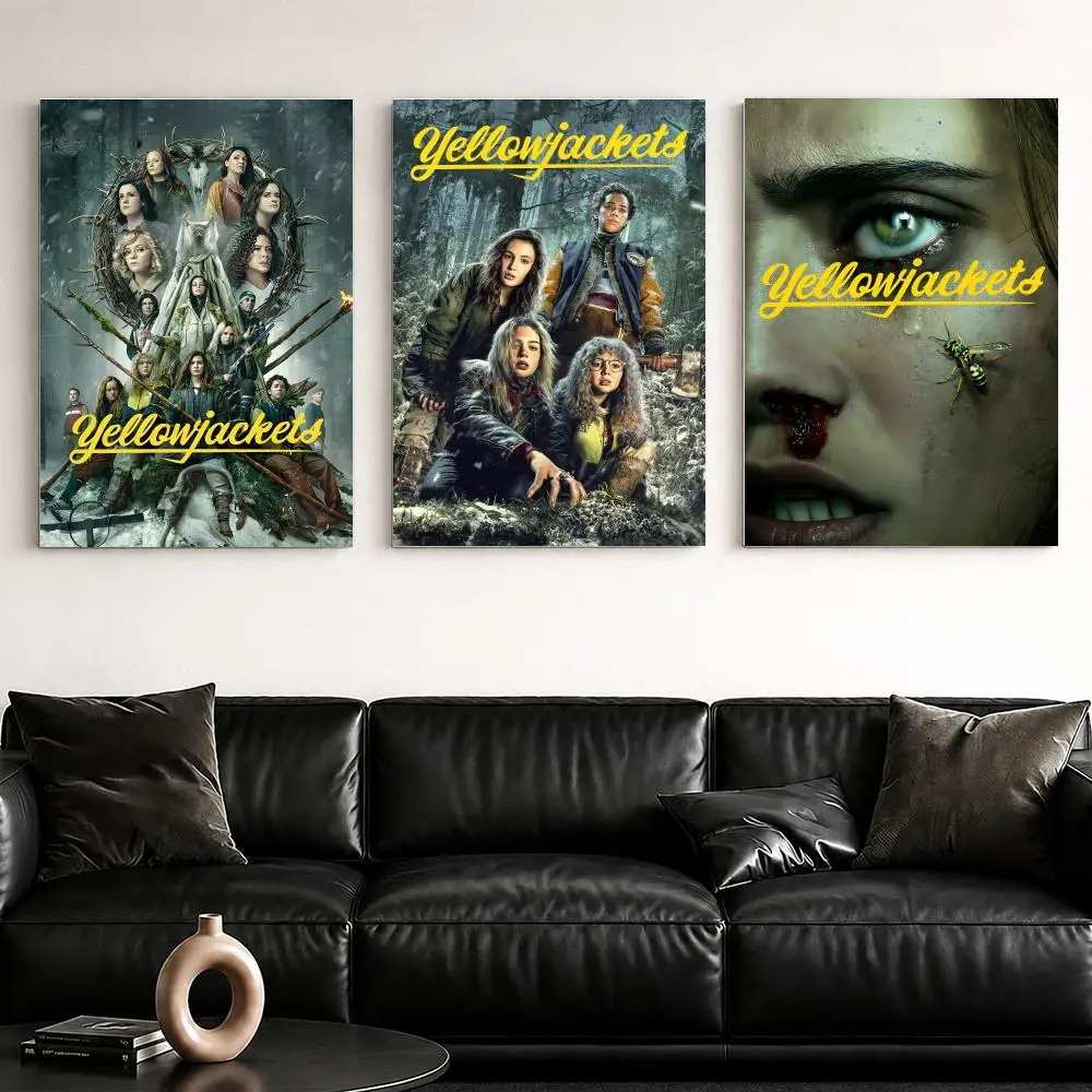 Classic TV Y-YellowjacketS Framed Wall Painting Ready to Hang Canvas Poster for Bedroom Living Room Hallway Home Decor Gift