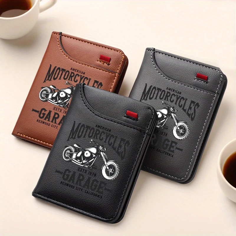 1 Cartera de motociclista de cuero Retro para hombre, estilo tradicional de motocicleta, múltiples ranuras para tarjetas, tarjetero, regalo preferido para hombres