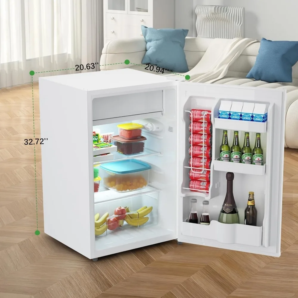 4.3 Cu.Ft Mini Refrigerator With Freezer Compact Single Door Small Fridge for Bedroom, Office Room Portable Refrigerator With 7