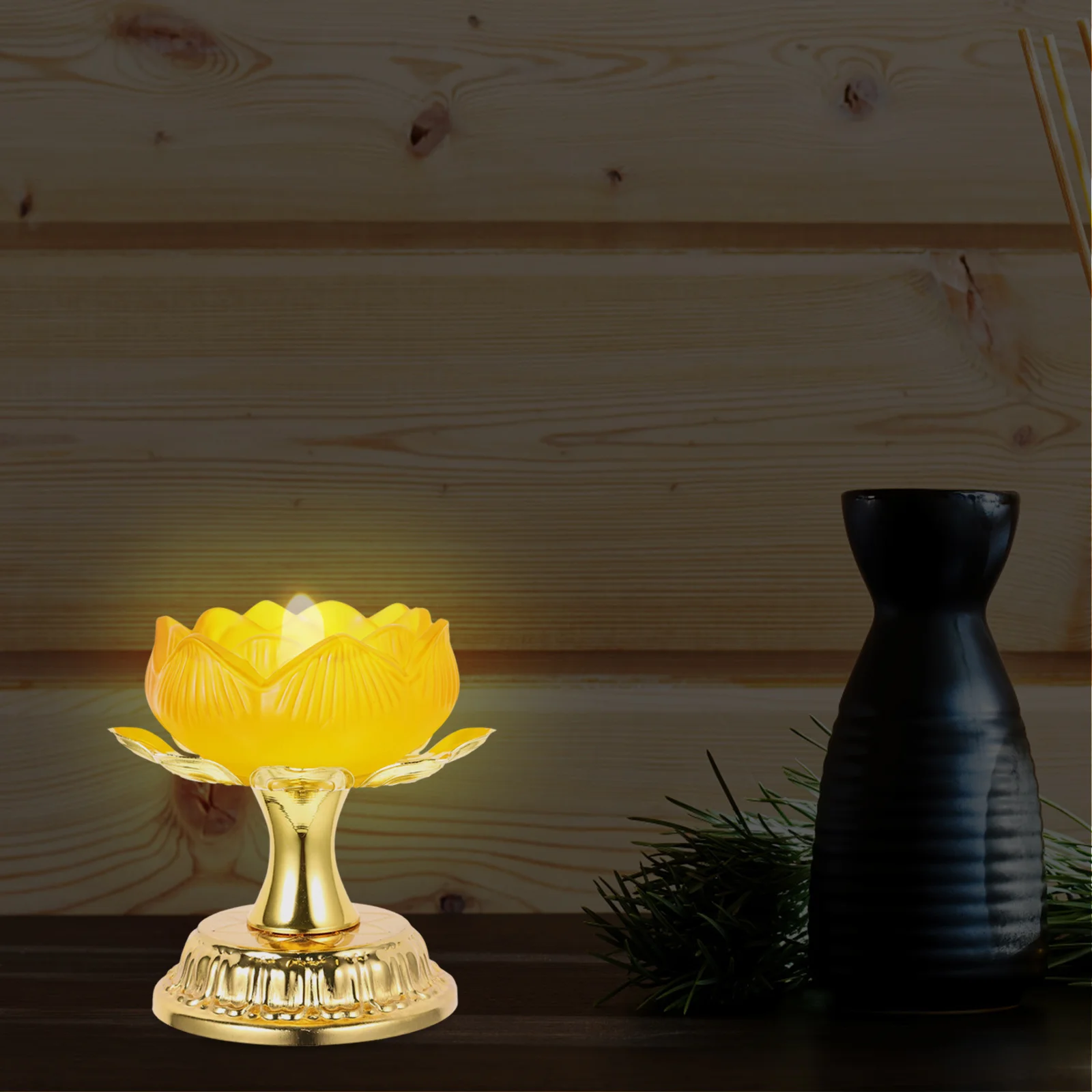 

Lotus Holder Alloy Lamp Base For Buddhist Decor Butter Lamp Stand Desktop Ornament Religious Candlestick Tea Light