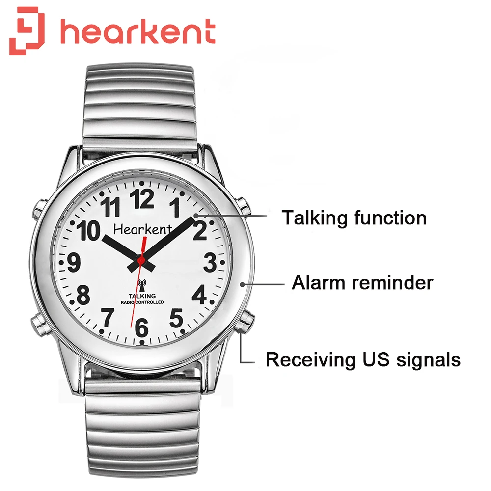 

Hearkent Talking Watch for Blind Men Automatically Receive Signals Time Speaking US English Watches Seniors Quartz Wristwatch