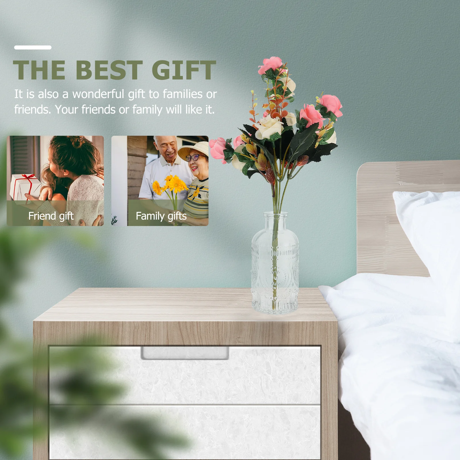 

3Pcs Vintage Vase Transparent Exquisite Details Suitable for Kitchen Restaurant Bar Decoration Embossment Design Vase