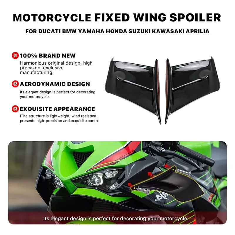 

General Wing For ducati for kawasaki for yamaha for honda for suzuki Motorcycle fixed wing spoiler aerodynamic winglet aileron