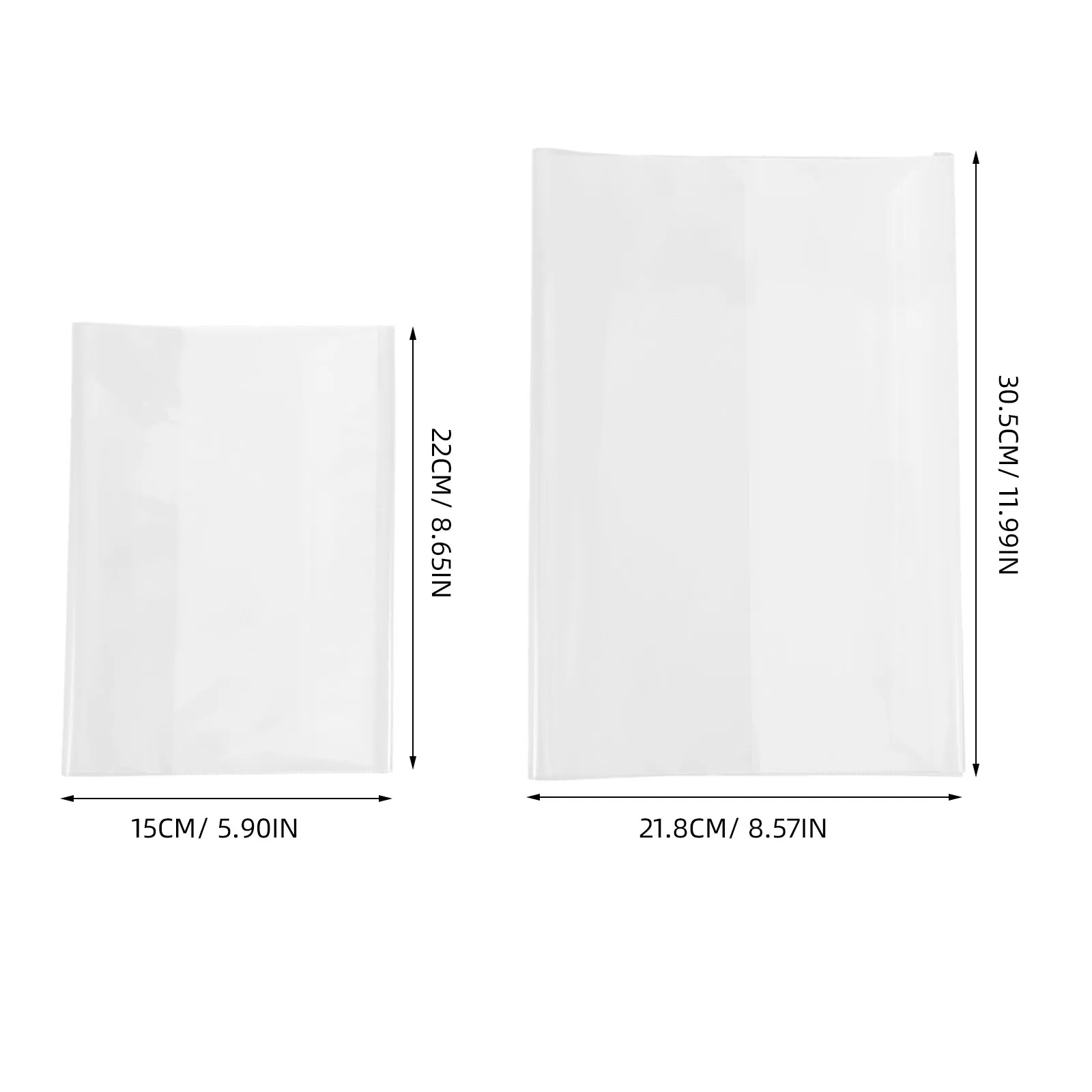 20Pcs Clear Plastic Book Cover Sleeve Transparent Protector for Textbooks Notebooks Hardcover Books School Library Education