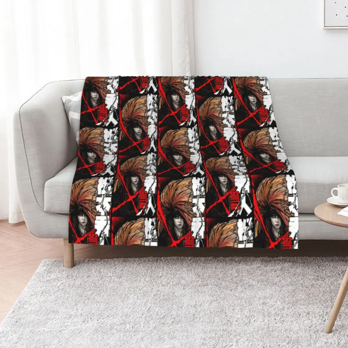 hide (Hideto Matsumoto) of X Japan - Red X Promo Throw Blanket Plush Hairy Nap Winter beds Heavy Blankets