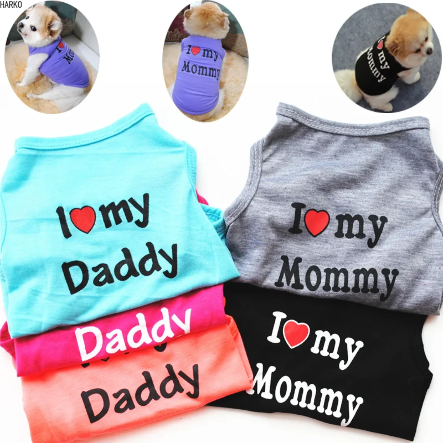 

Cute Printed Summer Pets tshirt Puppy Dog Clothes Pet Cat Vest Cotton T Shirt Pug Apparel Costumes Dog Clothes Small Dogs