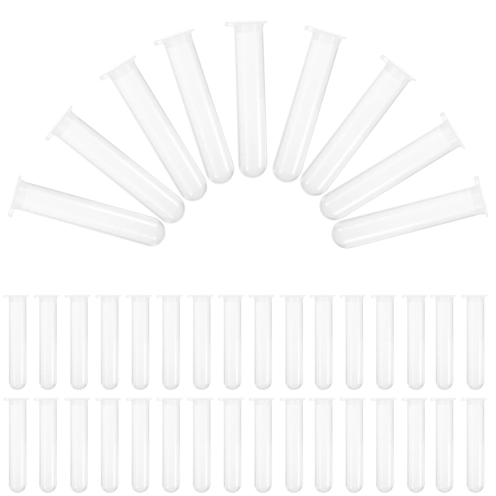 

50pcs Mini Plastic Test Tubes Vials Small Sealed Bottles Clear Design Lightweight Travel Storage Sample Containers 10ml Round