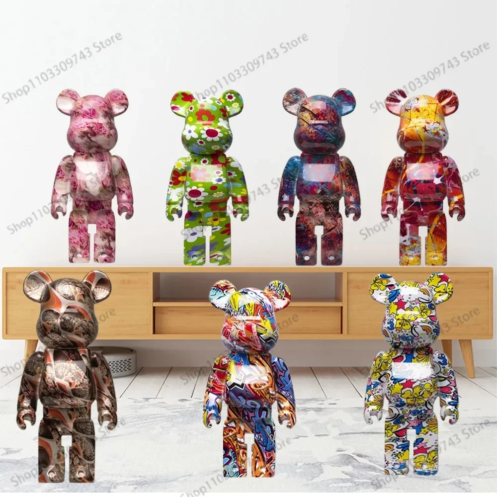 

35/28 CM Aesthetic Bear Figurine Resin Marbling Violent Bear Statue Sculpture Decor Luxury Living Room Decoration Home Ornament