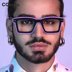 55599 New Fashion Men Brand Designer Glasses for Ladies Anti Blue Retro Square Punk Frame Clear Computer Purple Eyeglasses
