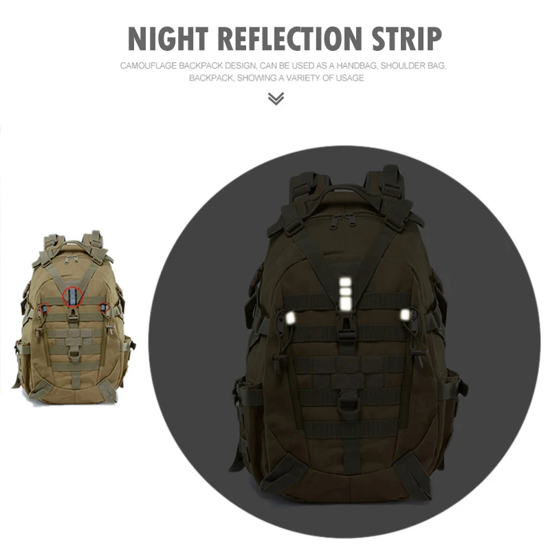 25L/15L Tactical Backpack Outdoor Survival Multi-functional Bags Camping Hunting Hiking Pack Reflective Waterproof Sports Bag