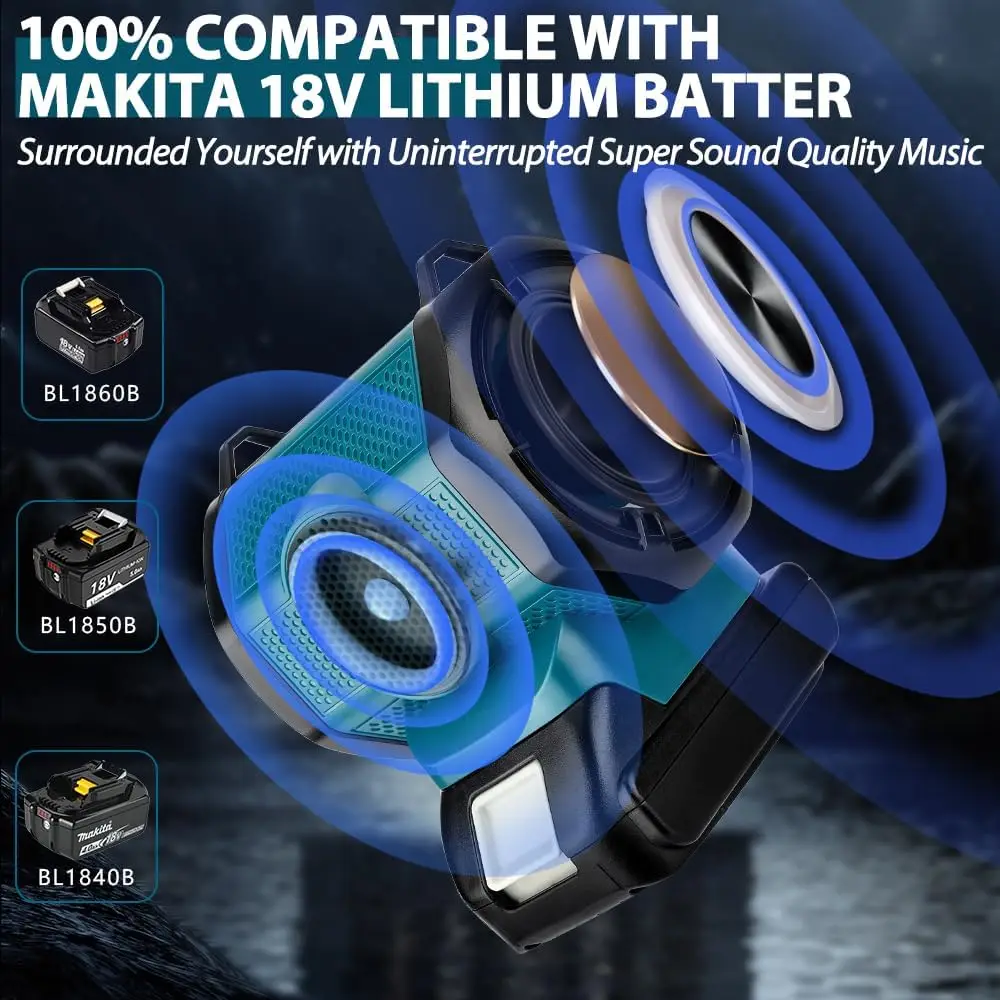 Imagem -04 - Alto-falante Bluetooth sem Fio Portátil Alto-falante Amplificador para Makita 18v Li-ion Battery Usb Party Outdoor Gift
