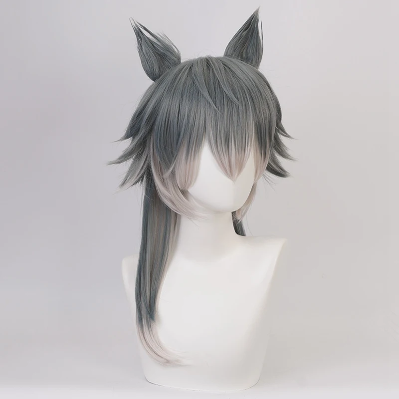 Anime BEASTARS Legoshi Cosplay Wig With Wolf Ears Personified Beasts Gradient Colors Heat Resistant Hair Wigs + Wig Cap view 4