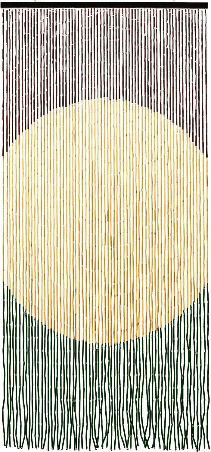 

65 Strands Bamboo Beaded Door Curtain 35.5x75 in Boho Room Divider