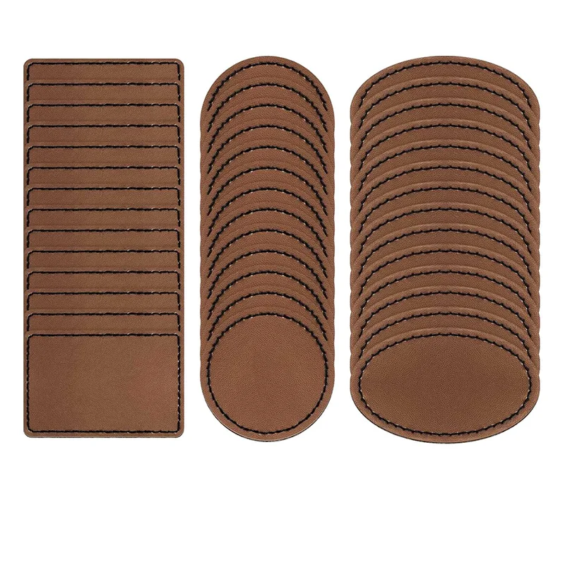 

90 Pcs Leatherette Blank Hat Patches Iron on Leatherette Patch Rustic Faux Leather Patches for Jacket Backpack