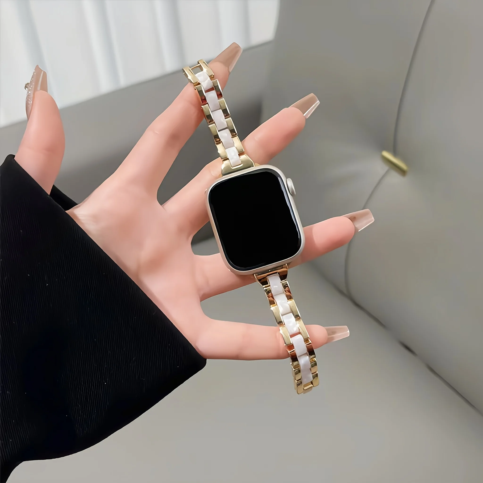 رقيقة معدنية الراتنج حزام ل سوار ساعة يد آبل 45 مللي متر 41 40 44 38 42 46 Ultra2 49 مللي متر النساء سوار iWatch سلسلة 10 9 8 7 SE 6 5 4 #5