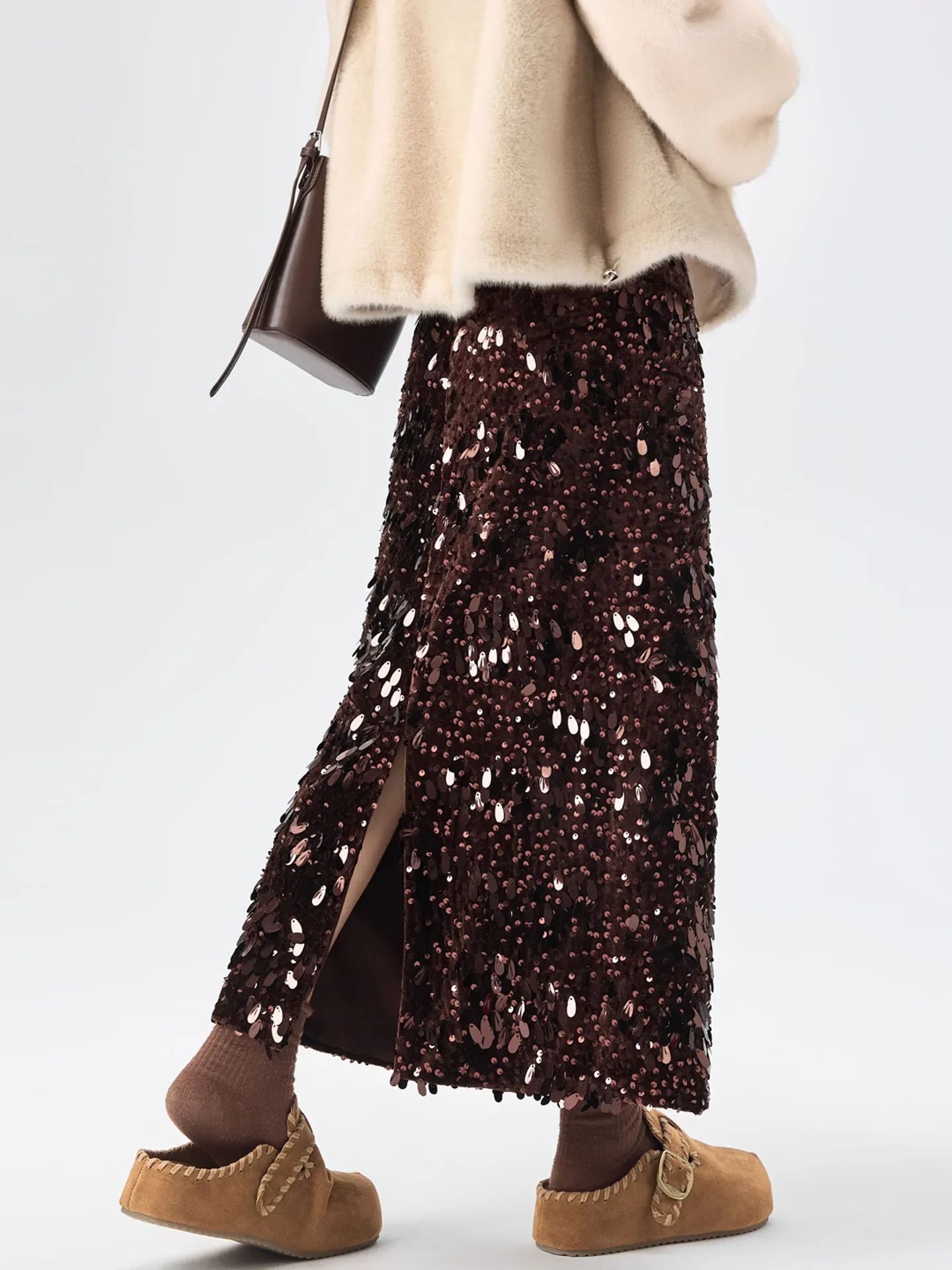 

Женская юбка с разрезом Y2K, блестящая накидка, эластичная, с высокой талией, утягивающая повседневная длинная юбка трапециевидной формы