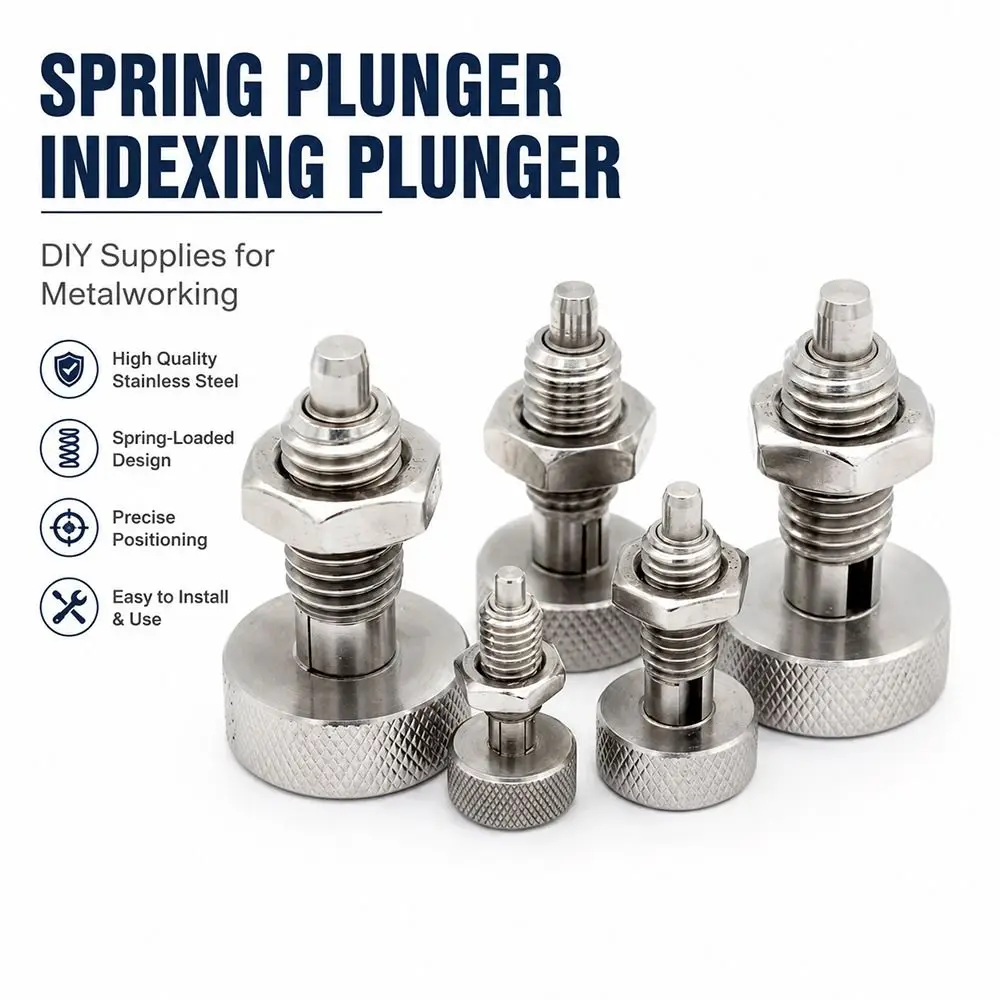 1Pcs M6 M8 M10 M12 M16 Spring Plunger Carbon Steel With Nut Indexing Plunger Knurled Head Retractable Self Locking Index Pin