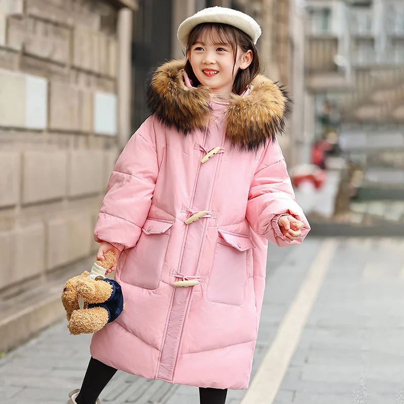 

clothing Girls -30 warm ℃ Down jacket kids clothes 2023 Winter Thicken Parka real fur Hooded Children Outerwear Coats snow suit