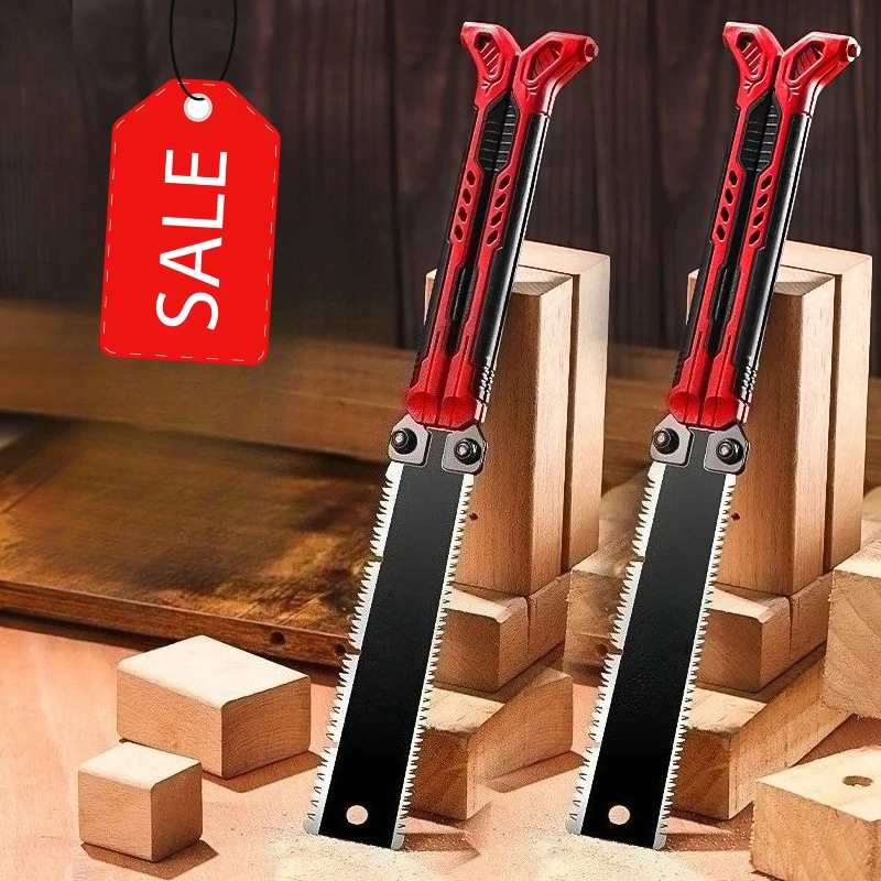 Ultra-sharp garden fruit tree pruning hand saw, portable mini woodworking dedicated one-handed SK5 steel double-sided hand saw