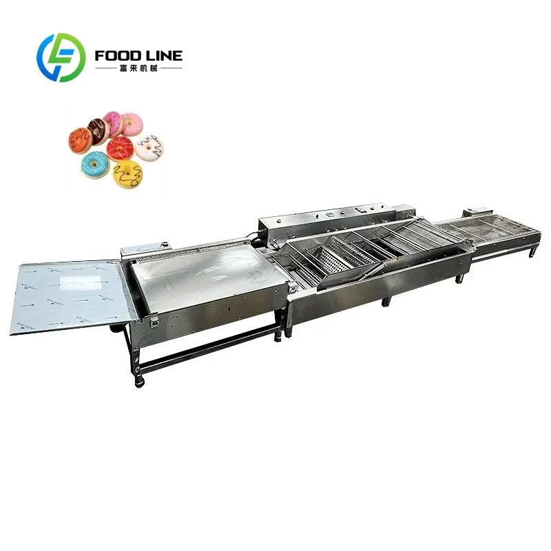 Customized donut deep frying production system doughnut industrial fryer durable for large scale commercial pastry operation