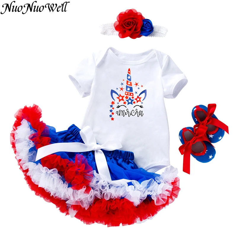 

Baby Girl Clothes 0 to 24 Months Newborn Festival Clothing 4pcs Summer Girl Romper Dress Toddler Infant Independence Day Outfits