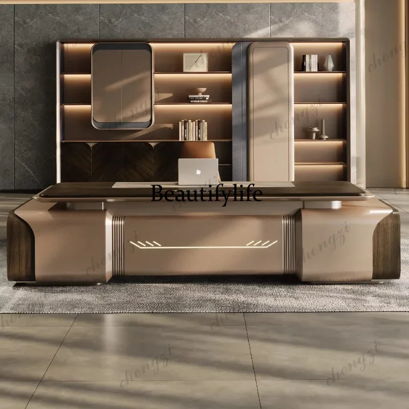 X188 Multi functional high-end l shaped desk office table Chairman President Boss computer desks escritorios de computadora furn