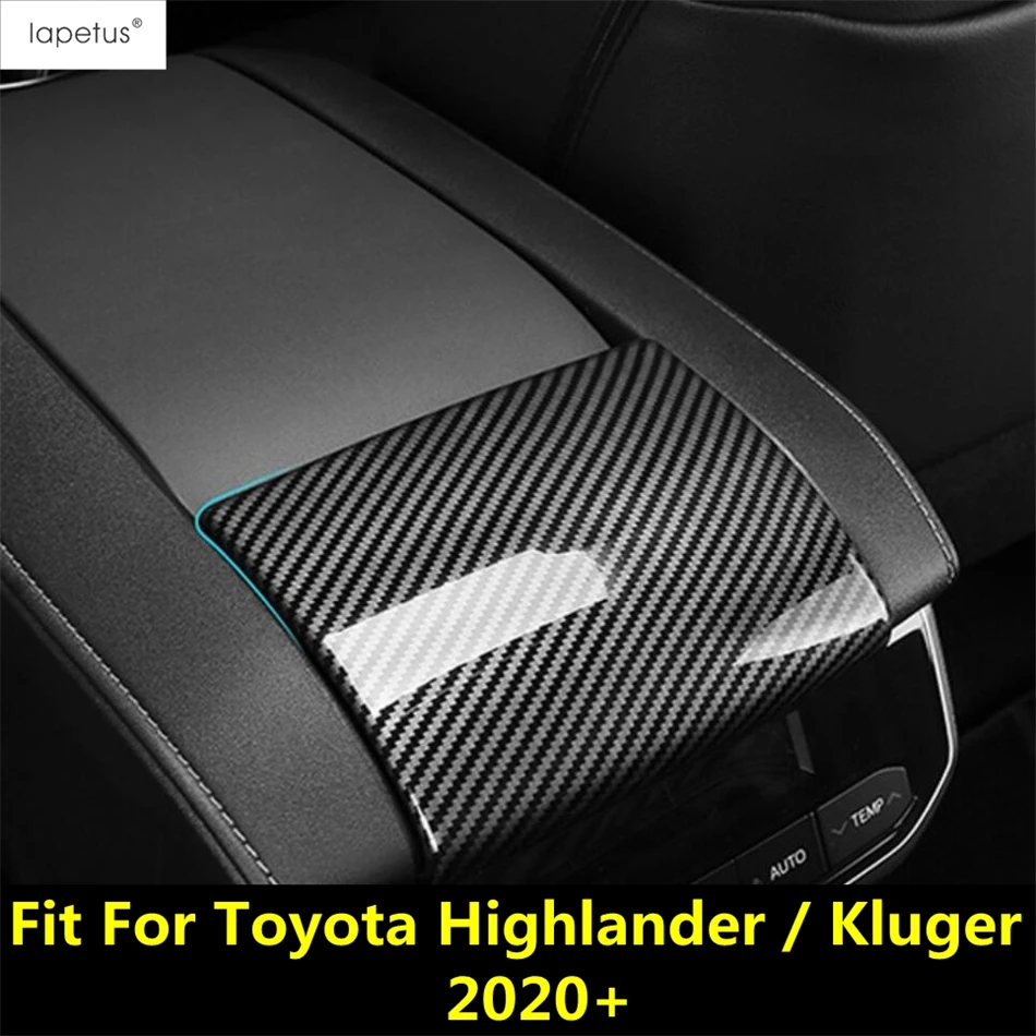

Central Console Armrest Box Panel Cover Trim For Toyota Highlander / Kluger 2020 - 2025 ABS Carbon Fiber Accessories Interior