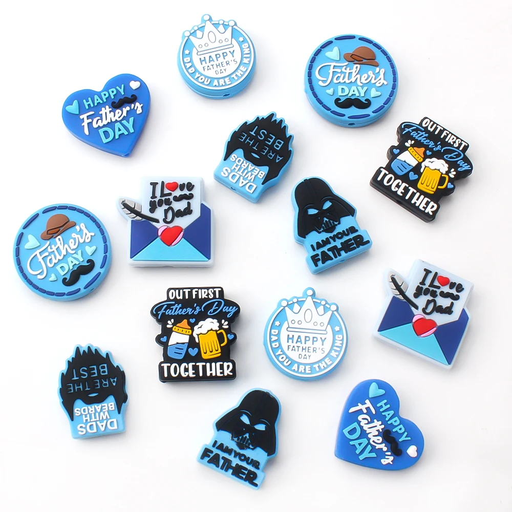 5/20/50pcs Love Dad Silicone Beads Father's Day Themed Focal Beads for DIY Keychain Jewelry Making Bracelets Necklace Beaded Pen