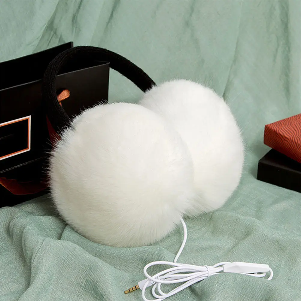 Ear Muffs Winter Warm Ladies Wool-Like Adjustable Memory Stent Suitable for Adults Children Winter Headband High Grade White