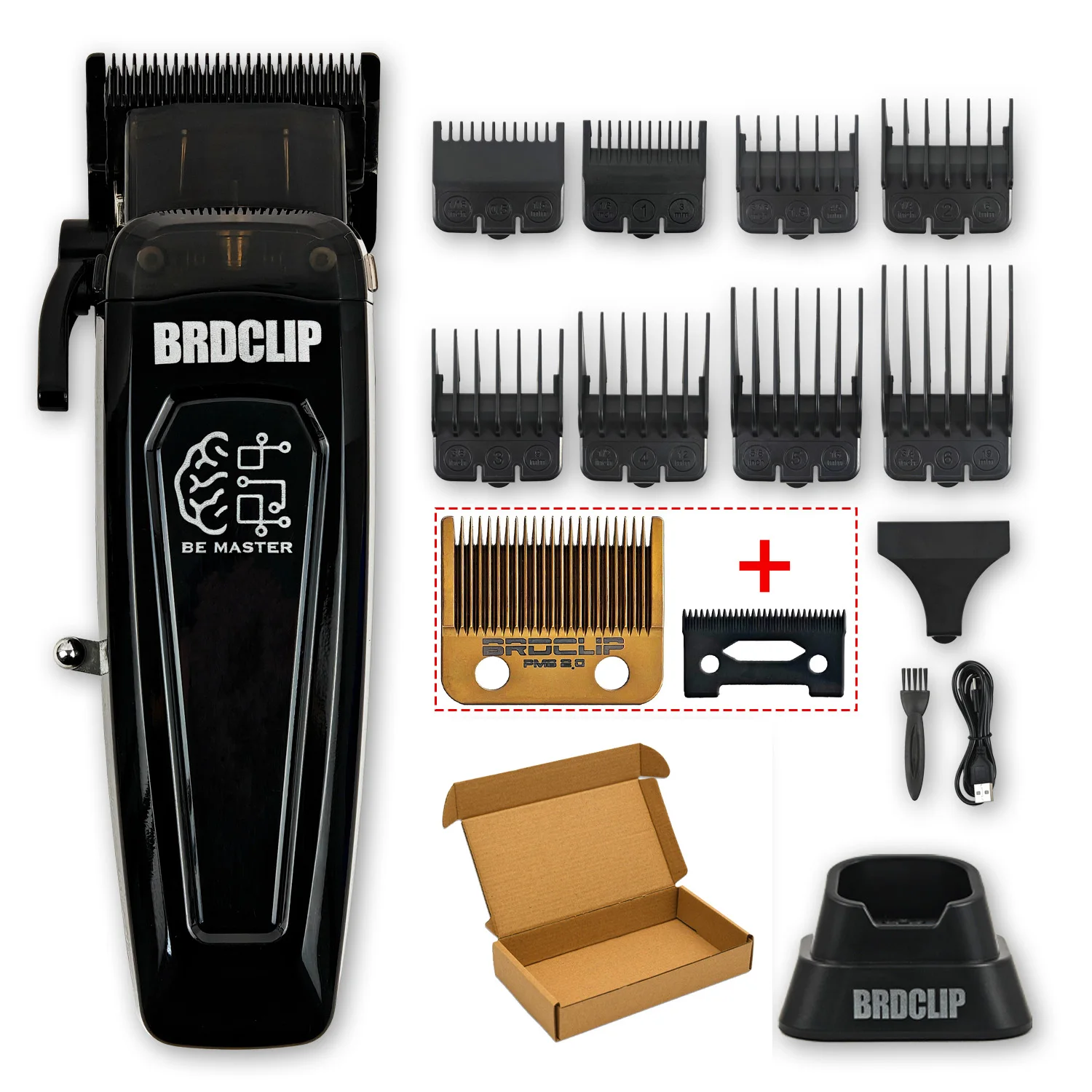 BRDCLIP Professioneller elektrischer Haarschneider BRD 106 Haarschneider für Männer, 7500 U/min, mit Basis, 5-stellbare DLC-Klinge, Friseurmaschine