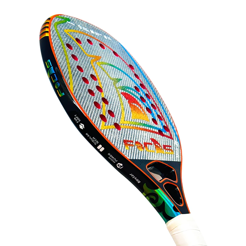 Gaivota-Fonas Beach Tennis Racket, 2023, Bullock Prata Kevlar, Vermelho, EVA28 Buraco, Limitado, Pré-Venda