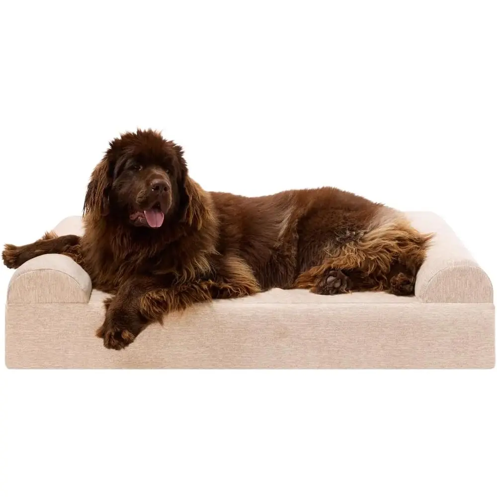 

Orthopedic XL Dog Sofa Bed - 7 Thick, 3-Sided Support, 75-120 lbs, Joint Relief, Washable, 52x36x7, Driftwood Linen