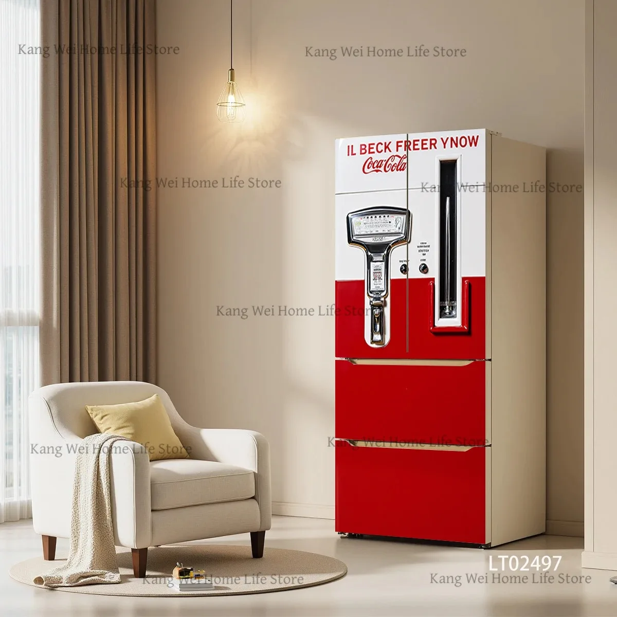 Retro Soda Vending Machine Refrigerator Sticker Self-adhesive Door Wrap Stickers Full Cover for Home Bar Decorative Art Mural