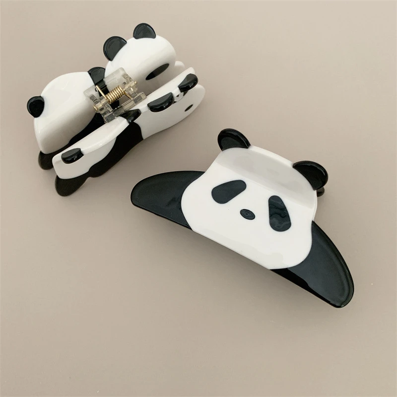 DuoShang Cute Cartoon Sleepy Panda Acetate Hair Claw Light Luxury Eco-friendly Animal Claw Clip for Women Girls Hair Accessories