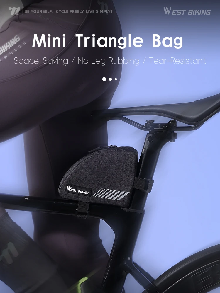 WEST BIKING Mini Dreieck-Fahrradtasche 0,4L Fahrradrahmen Vorderrohr Aufbewahrungstasche Reflektierend Reißfest MTB Rennrad Gepäcktasche