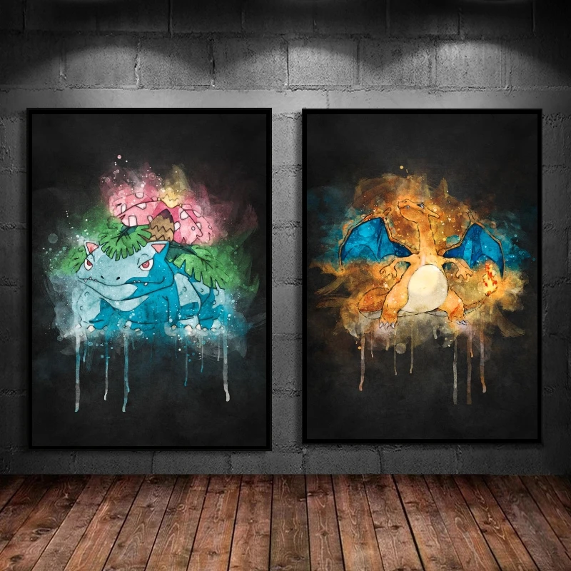 Pokemon Charizard Hot Anime Poster Children Gifts Prints Cartoon Character Picture Wall Home Decoration Paintings Living Room