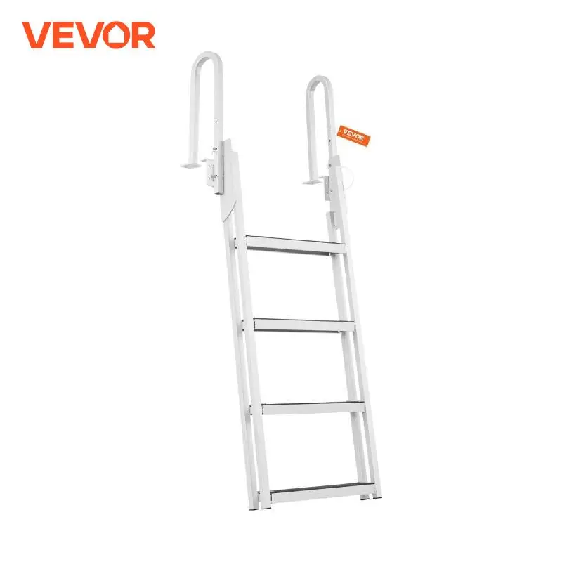 VEVOR 350lbs Dock Ladder Flip Up 4 Steps Pontoon Boat Ladder with Nonslip Mat Swimm Ladder for Ship/Lake/Pool/Marine Boarding