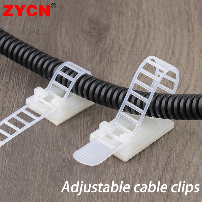 20PCS Adjustable Strap Holder Self Adhesive Plastic Network Wire Power Cord For Car Cable Tie Clip Stair Clamp S/M/L Organizer