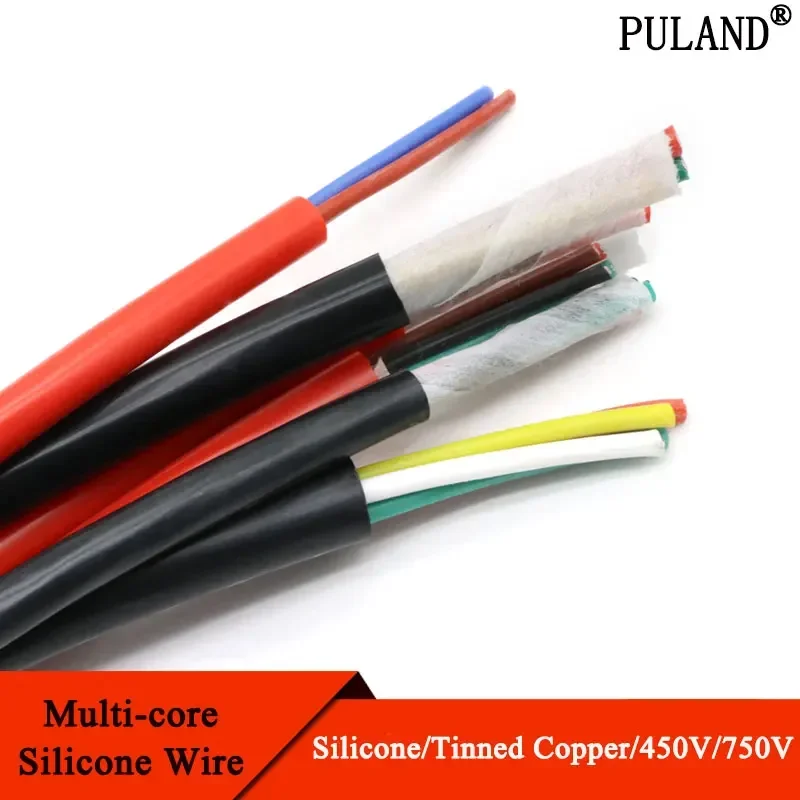 1/5M Sq 0.3 0.5 0.75 1 1.5 2 4mm Ultra Soft Silicone Rubber Cable 2 3 4 6 Cores Insulated Flexible Copper High Temperature Wire