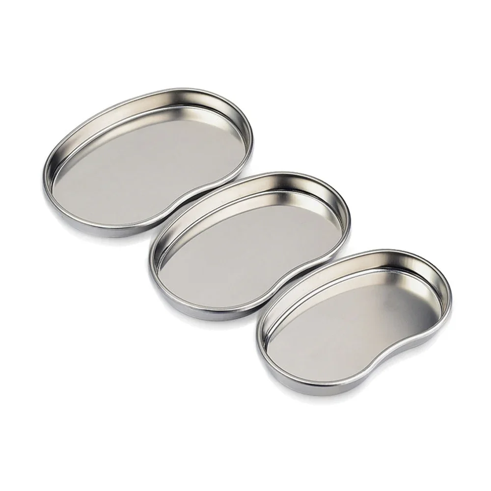 1pc Stainless Steel Kidney Shaped Sterilized Tray Surgical Plate Cosmetic Tattoo Accessory 185/200/215mm Container Easy Clean