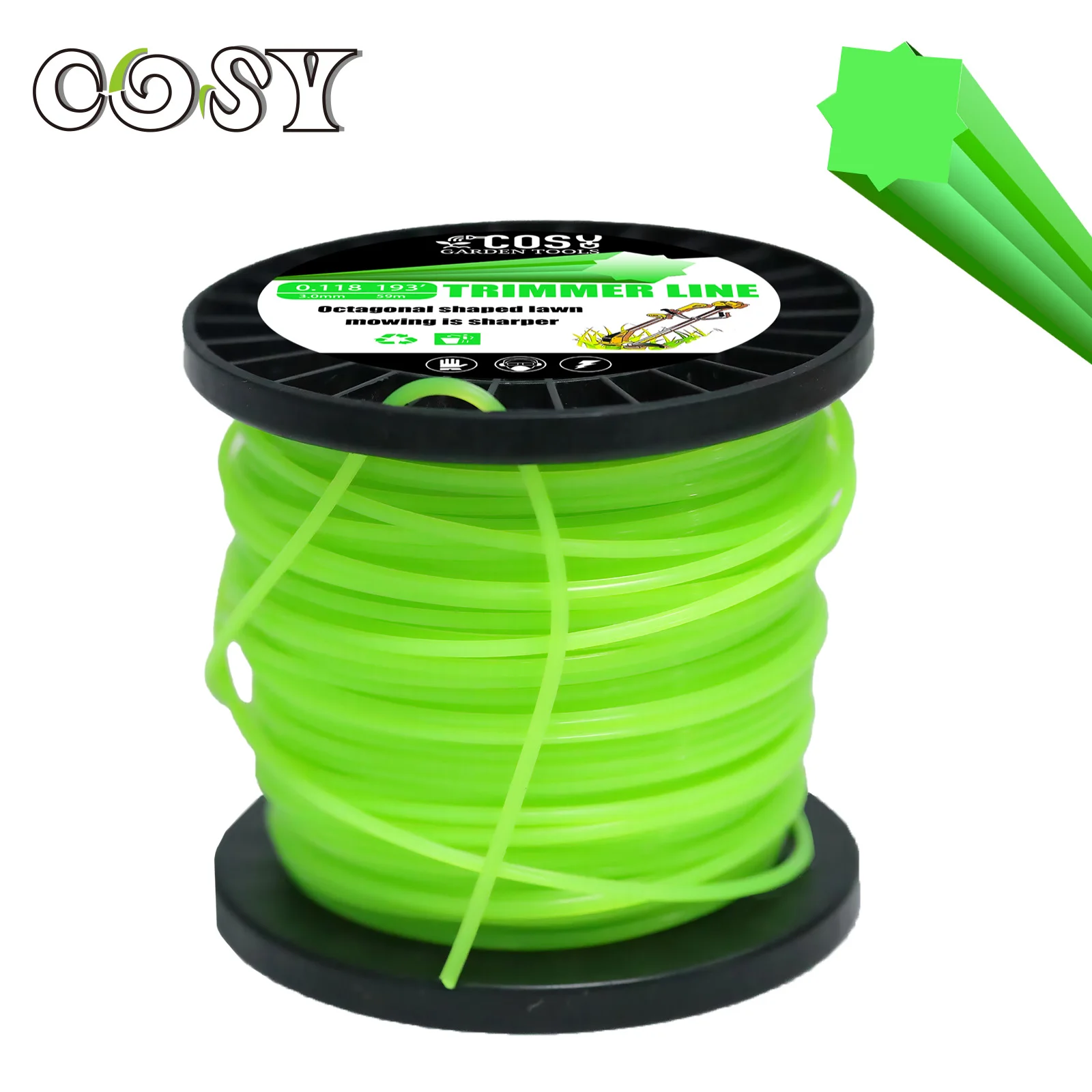 COSY 1LB Nylon Octagonal shape Mowing Trimmer Line Trimmer Head String for Grass Trimmer Roll Grass Rope Line Brushcutter Wires
