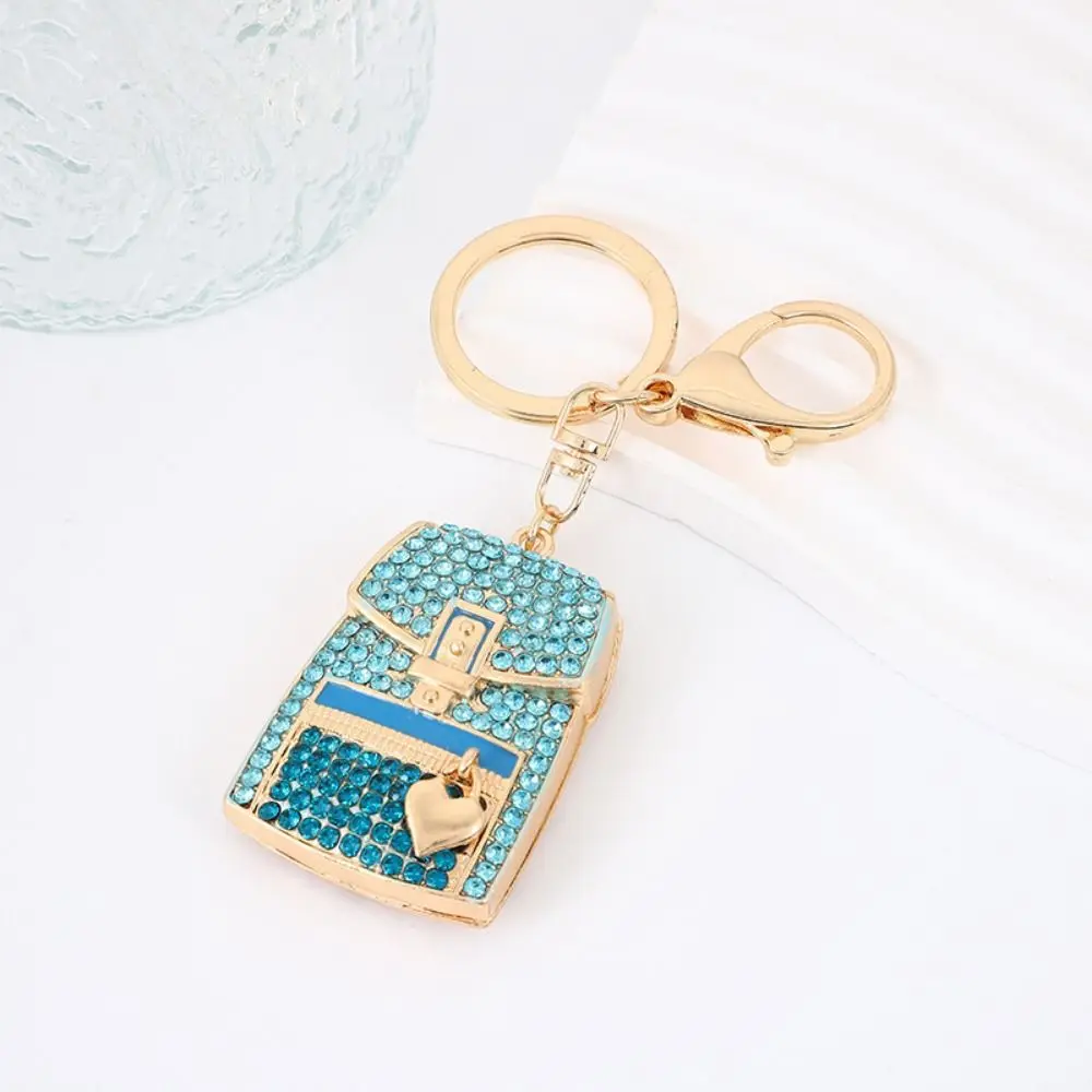 

Trendy Rhinestone Bag Shaped Keychain Color Mixing Zipper Design Car Key Pendant Sparkle Elegant Bag Accessories Pendant Unisex
