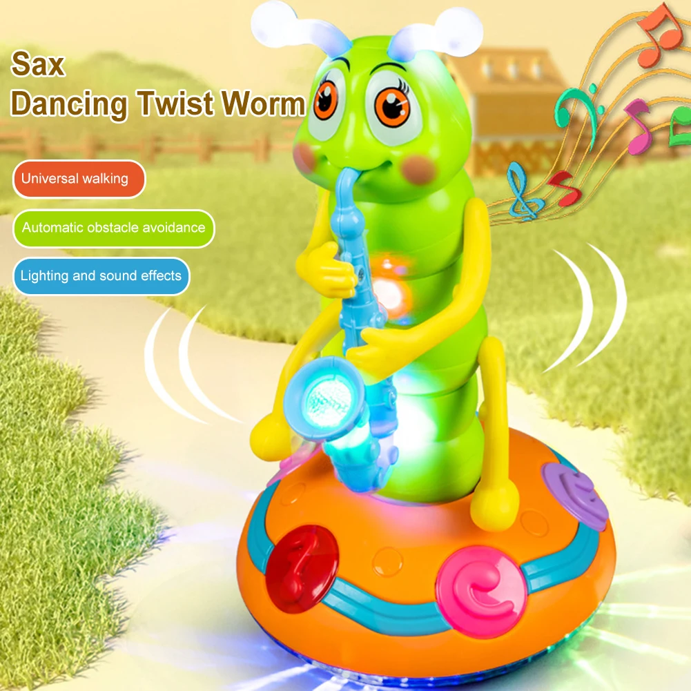 أطفال الرقص الساكسفون كاتربيلر مع الموسيقى والضوء الكهربائية كاتربيلر الساكسفون اللعب لعبة الرقص هدية عيد الميلاد
