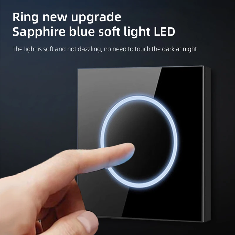 PSSRISE G12 EU UK FR Wall Switch Socket with LED Indicator USB Power Outlet Full Tempered Glass Panel Light Switch USB Socket