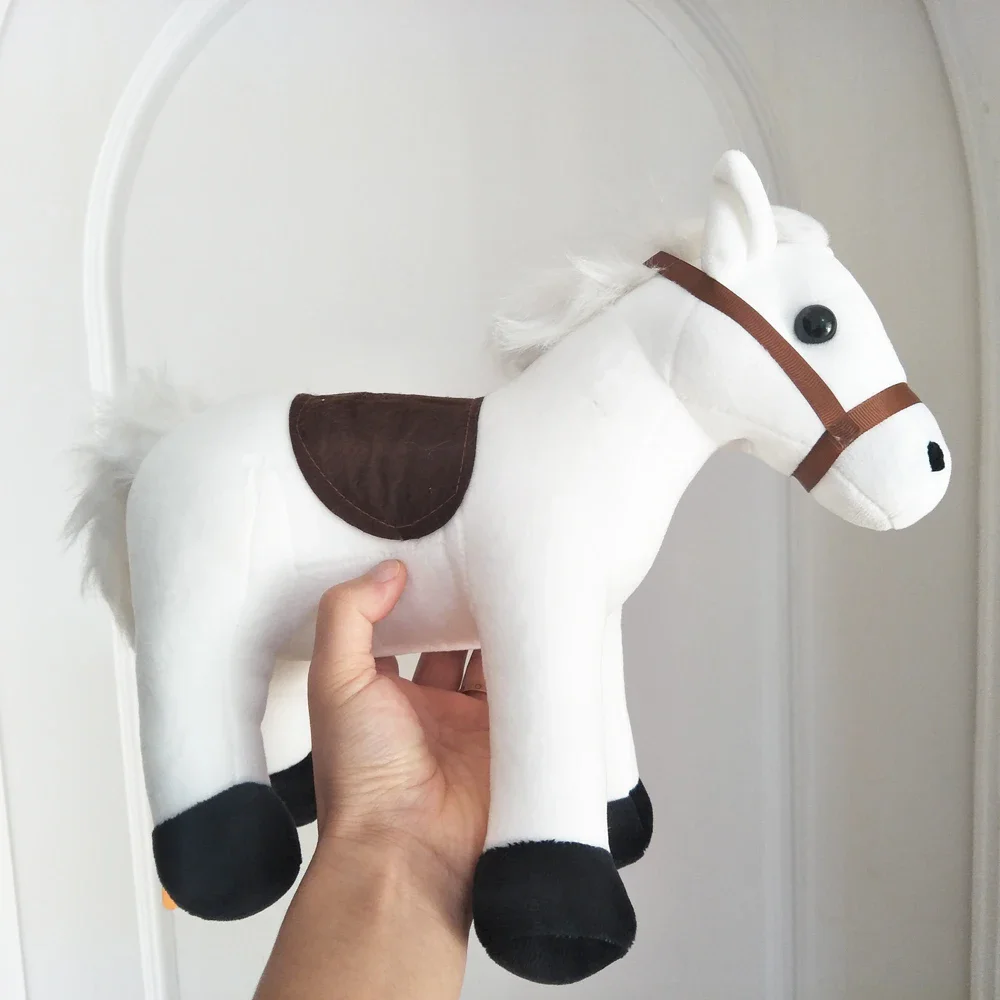 Juguetes de peluche para niños, simulación de dibujos animados, lindo caballo blanco, regalo de cumpleaños de Navidad